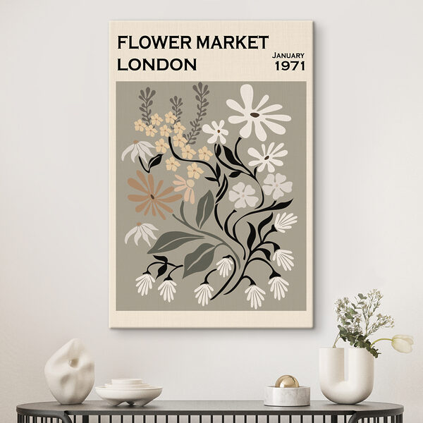 Vintage Londen Bloemenmarkt Poster Canvas Schilderijen Vintage Londen Bloemenmarkt Poster