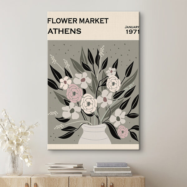 Vintage bloemenillustratie uit Athene Canvas Schilderijen Vintage bloemenillustratie uit Athene