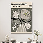 Canvas Schilderijen Retro bloemenillustratie in gedempte tinten.