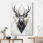 Canvas Schilderijen Geometrisch hert en lineair ontwerp