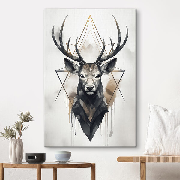 Geometrisch hert en lineair ontwerp Canvas Schilderijen Geometrisch hert en lineair ontwerp