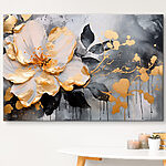 Canvas Schilderijen Florale elegantie met artistieke spetters.