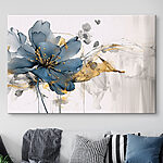 Canvas Schilderijen Blauwe bloem met fijne penseelstreken