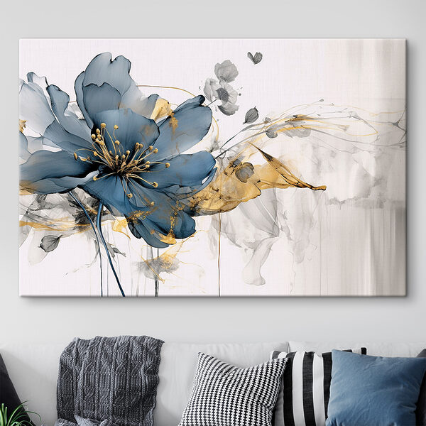 Blauwe bloem met fijne penseelstreken Canvas Schilderijen Blauwe bloem met fijne penseelstreken