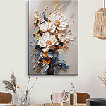 Canvas Schilderijen Bloemenkunst met textuur in neutrale tinten