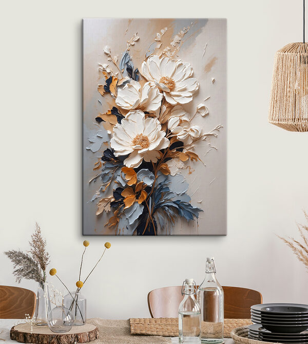 Bloemenkunst met textuur in neutrale tinten Canvas Schilderijen Bloemenkunst met textuur in neutrale tinten