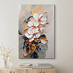 Canvas Schilderijen Gestructureerd bloemenschilderij met levendige kleuren.