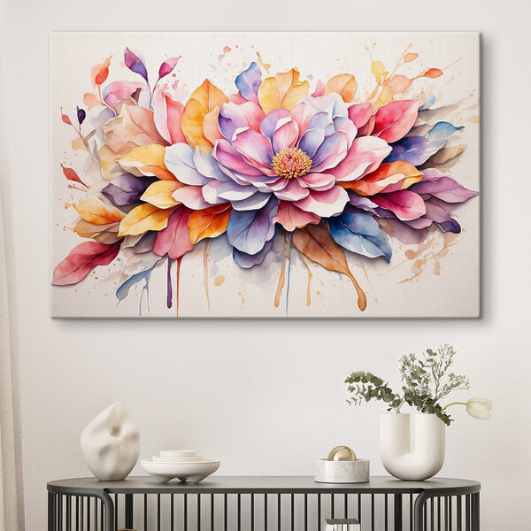 Bloeiend met levendige aquareltinten Canvas Schilderijen Bloeiend met levendige aquareltinten