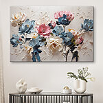 Canvas Schilderijen Pastelbloemen op canvas met structuur.