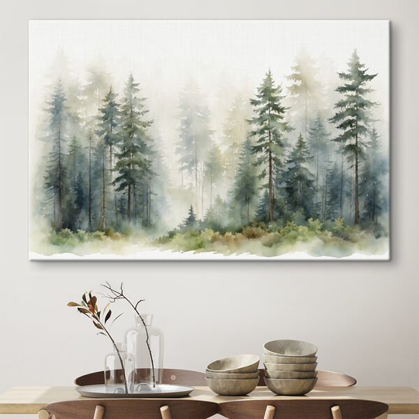 Aquarel van een bos Canvas Schilderijen Aquarel van een bos