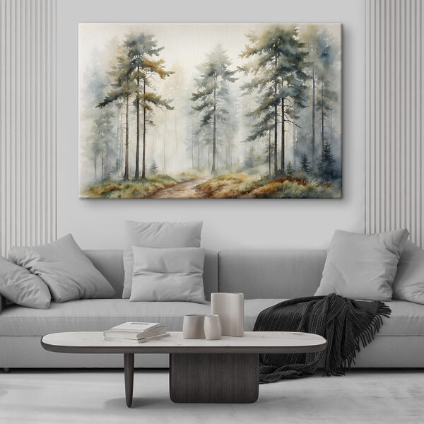 Aquarel van een bos Canvas Schilderijen Aquarel van een bos
