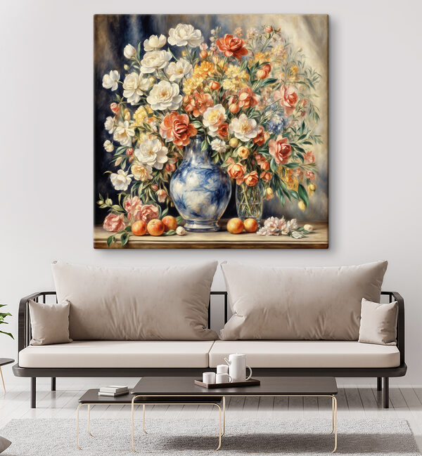 Schilderij van bloemen in een vaas Canvas Schilderijen Schilderij van bloemen in een vaas