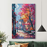 Canvas Schilderijen Gezellige straat met herfstkleuren.