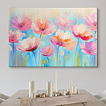 Canvas Schilderijen Levendige bloemen tegen een blauwe lucht.