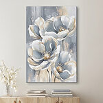 Canvas Schilderijen Schilderij van bloemen op een grijze achtergrond