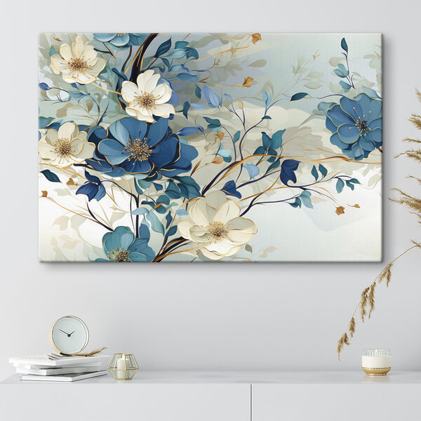 Schilderij van bloemen en bladeren Canvas Schilderijen Schilderij van bloemen en bladeren