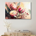 Canvas Schilderijen Levendige bloesems in aquarel harmonie