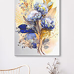 Canvas Schilderijen Abstracte bloemenkunst met blauwe tinten