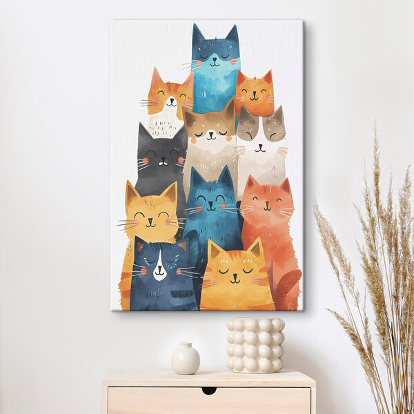 Groep katten met verschillende kleuren Canvas Schilderijen Groep katten met verschillende kleuren