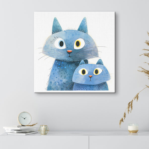 Blauwe kat met gele ogen en snorharen Canvas Schilderijen Blauwe kat met gele ogen en snorharen