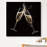 Canvas Schilderijen Klotsend glas champagne