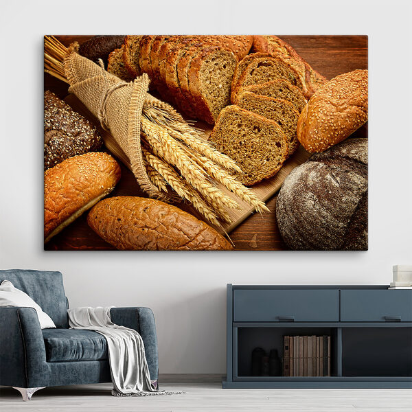 Assortiment broden met tarwestengels Canvas Schilderijen Assortiment broden met tarwestengels
