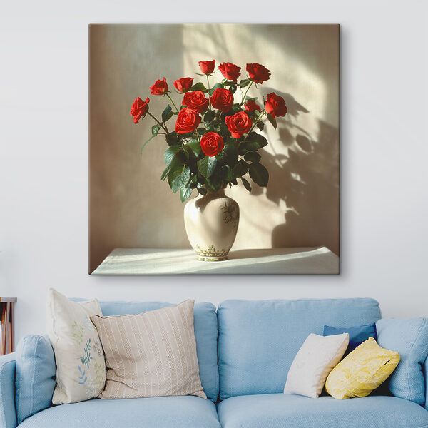 Levendig boeket van rode rozen Canvas Schilderijen Levendig boeket van rode rozen