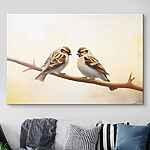 Canvas Schilderijen Vogel zittend op een tak
