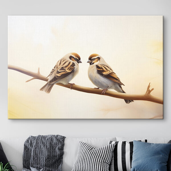 Vogel zittend op een tak Canvas Schilderijen Vogel zittend op een tak