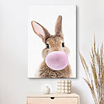 Canvas Schilderijen Bunny blaast een kauwgombubbel.