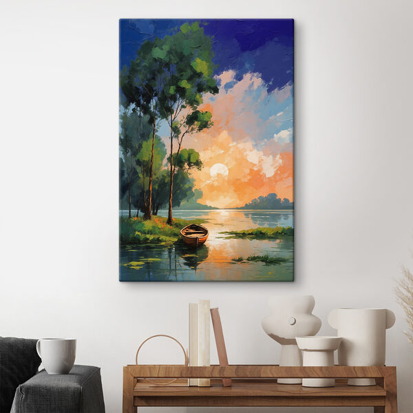 Schilderij van een boot op het water Canvas Schilderijen Schilderij van een boot op het water