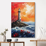 Canvas Schilderijen Schilderij van een vuurtoren
