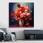 Canvas Schilderijen Schilderij van bloemen in een vaas