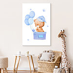 Canvas Schilderijen Teddybeer in een doos met ballonnen