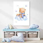 Canvas Schilderijen Teddybeer zittend op een wolk
