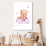 Canvas Schilderijen Teddybeer zittend op een wolk