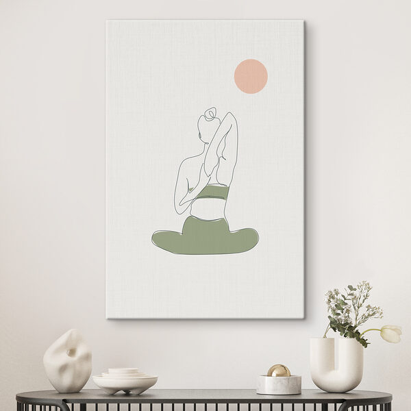 Vrouw zittend in een yoga houding Canvas Schilderijen Vrouw zittend in een yoga houding