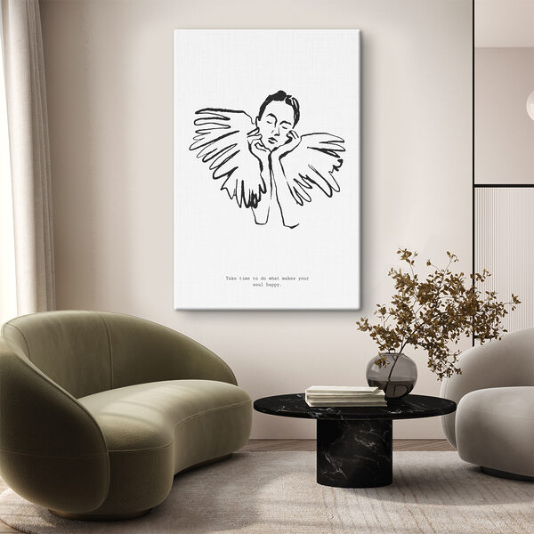 Zwart-wit tekening van het gezicht van een man Canvas Schilderijen Zwart-wit tekening van het gezicht van een man