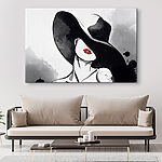 Canvas Schilderijen Vrouw met hoed