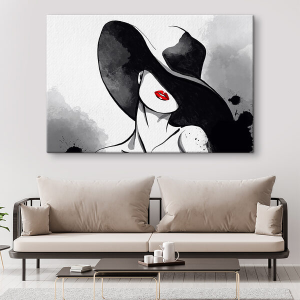 Vrouw met hoed Canvas Schilderijen Vrouw met hoed