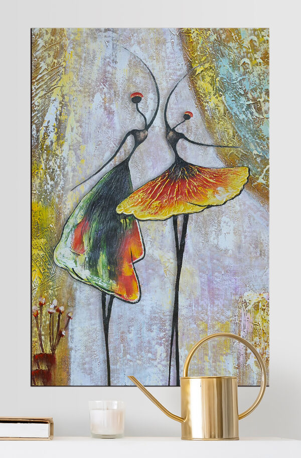 Abstracte dansers in kleurrijke beweging Canvas Schilderijen Abstracte dansers in kleurrijke beweging