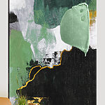 Canvas Schilderijen Groene abstracte textuur met gelaagde streken