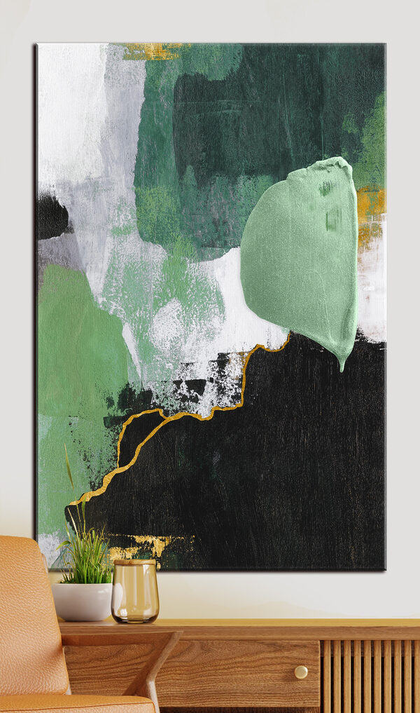 Groene abstracte textuur met gelaagde streken Canvas Schilderijen Groene abstracte textuur met gelaagde streken
