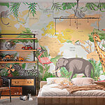Fotobehang Een olifant met slagtanden en planten