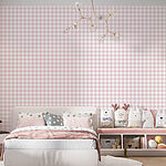 Fotobehang Roze en wit geruit tafelkleed