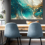 Canvas Schilderijen Turquoise wervelingen met amberkleurige aderen