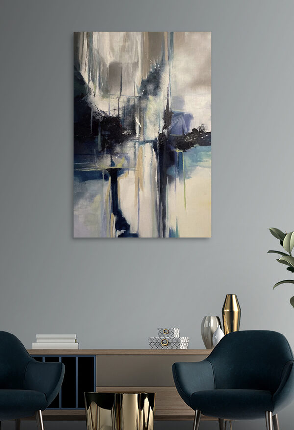 Abstracte mix van blauw en wit Canvas Schilderijen Abstracte mix van blauw en wit