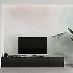 Fotobehang Abstract groen en wit aquarelschilderij.