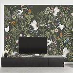 Fotobehang Behang met vogels en bloemen