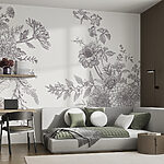 Fotobehang Ingewikkeld potloodschetsontwerp met bloemen